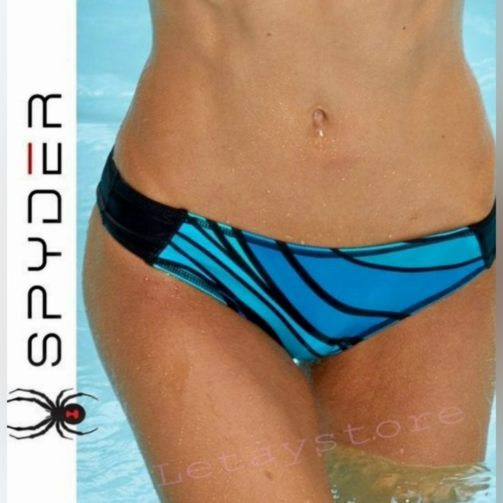 Spyder Blues&Black "Waves" Print Hipster Bikini Bottoms Size Medium *NWT!*